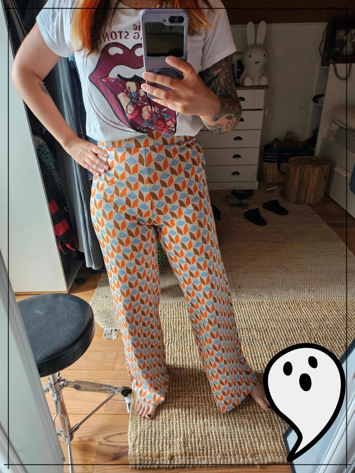 jolie pantalon taille haute chic coloré bobo retro chic